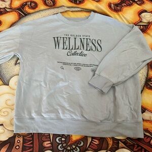 Old Navy Gray Crew Neck Sweater Wellness Print